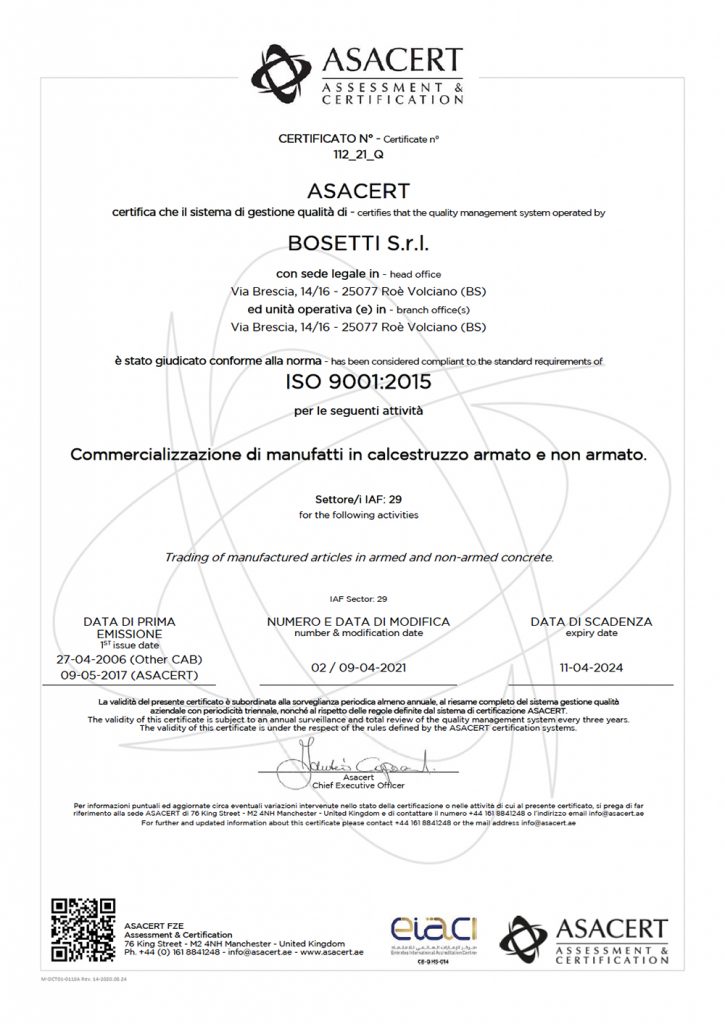 Certificati – Bosetti Srl