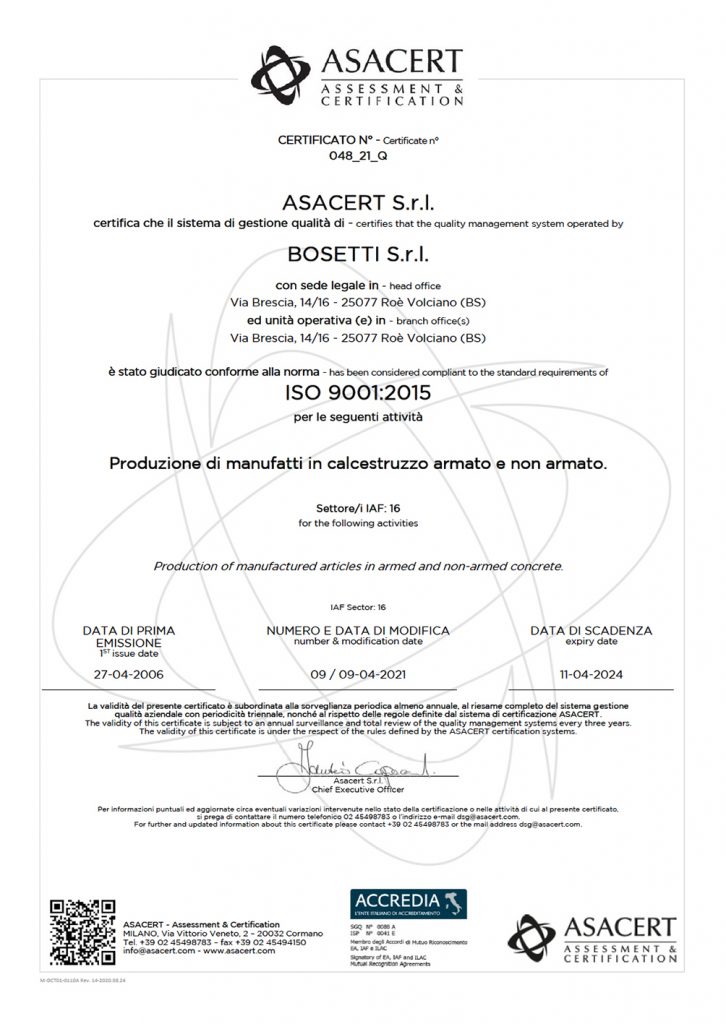 Certificati – Bosetti Srl